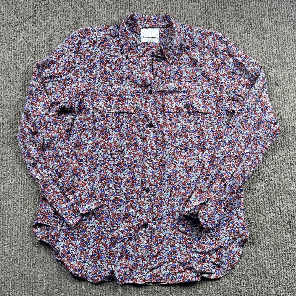 J Crew Womens 6 Multicolor Floral Silk Collard Classic Fit Shirt Button Up